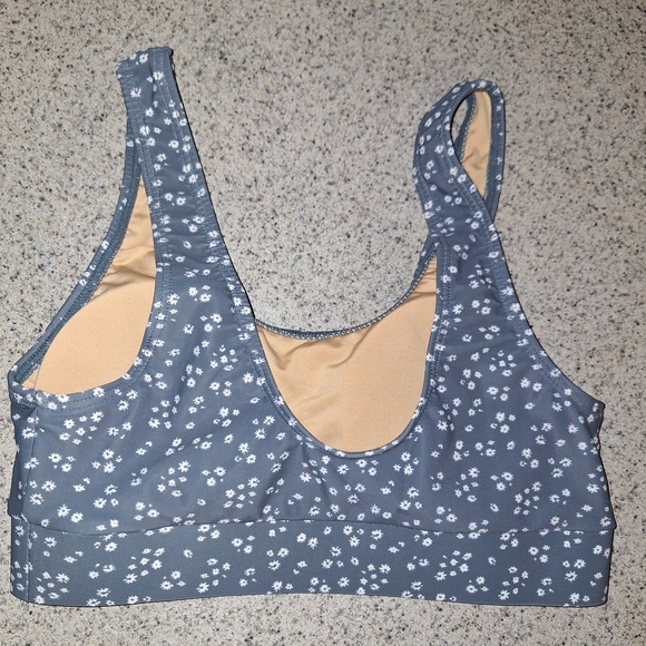 High-Waist Blue Floral Bikini Set - Sporty Scoop Top - Picture 10 of 12